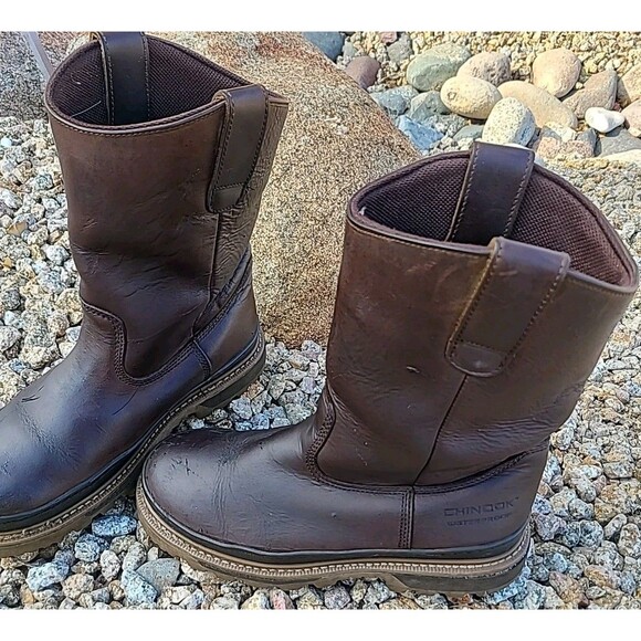 Chinook Rancher Mens 10.5 Brown Leather Boots Pull On Waterproof Work Western main image 7